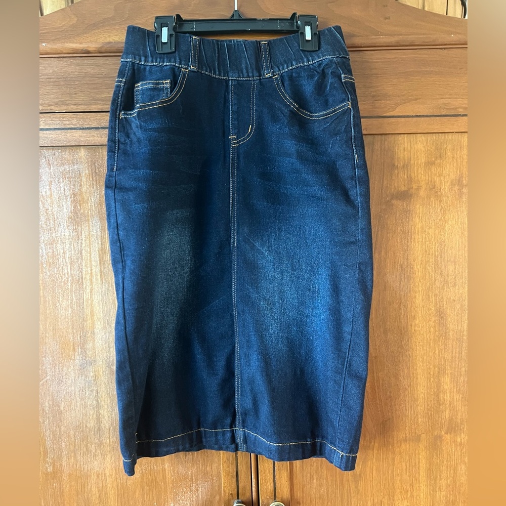 Dark Blue Denim Be Girl Midi Skirt